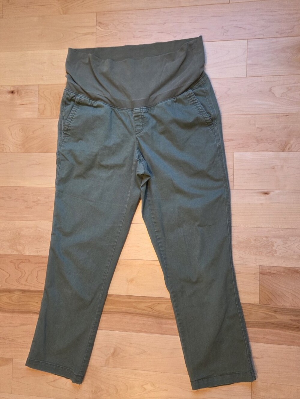 Maternity Olive Green Roll Over Waist Chino Pants